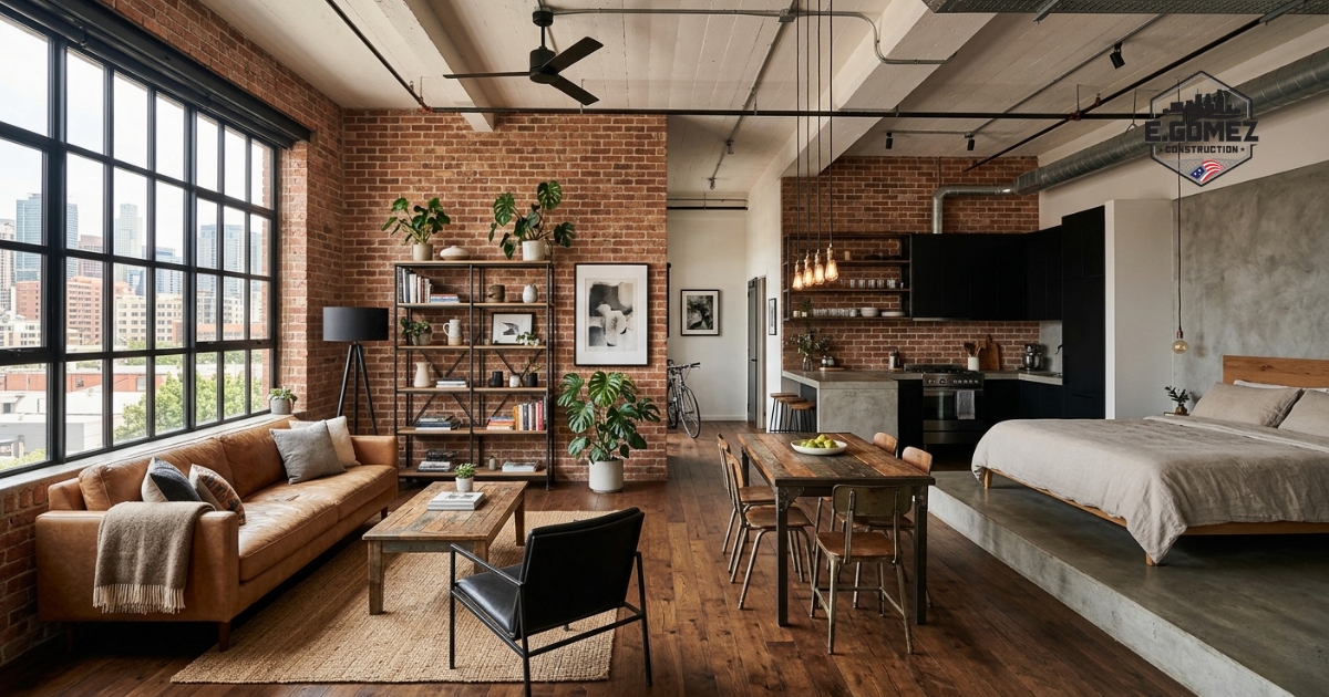 Industrial Style Studio Apartment Layout