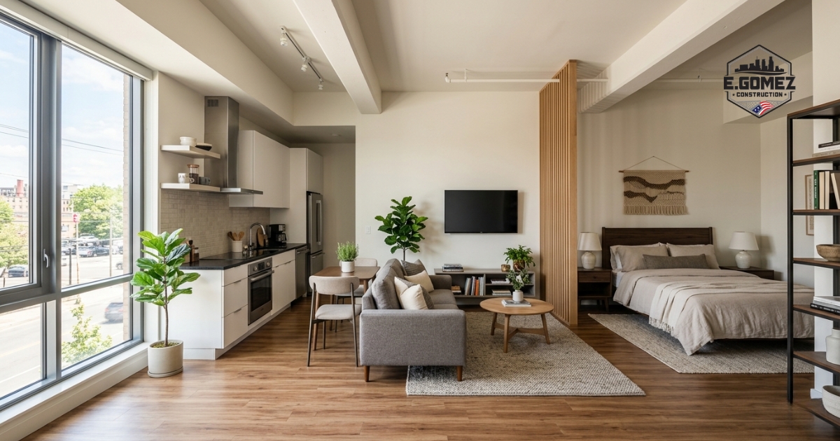 Open Concept Studio Apartment Layout