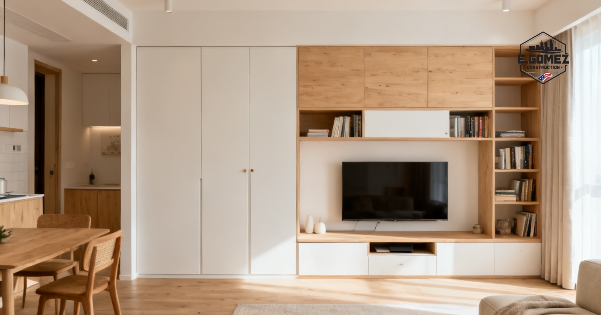 Studio Apartment Decorating Ideas with Storage Walls