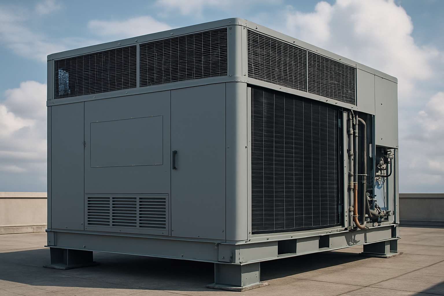 Technician servicing HVAC unit