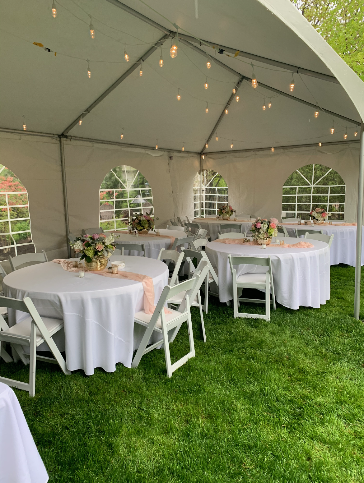 10x30 tent with tables and chairs outdoor setup by Set the Scene, Long Island NY