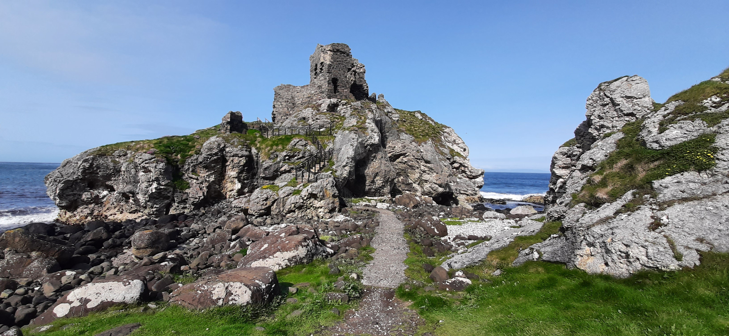 Kinbane Castle ruins on the coast