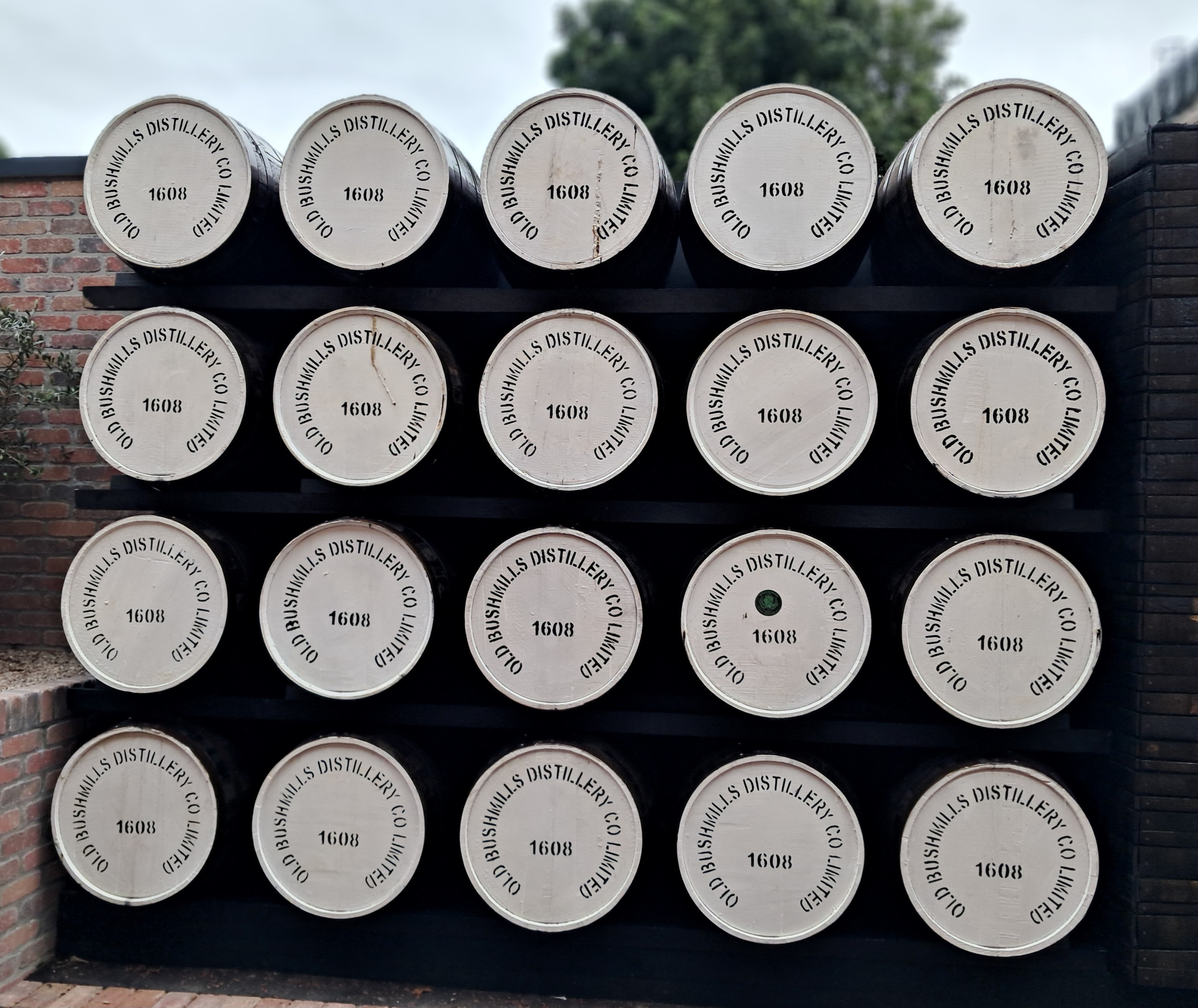 Whiskey barrels on display at Bushmills Distillery