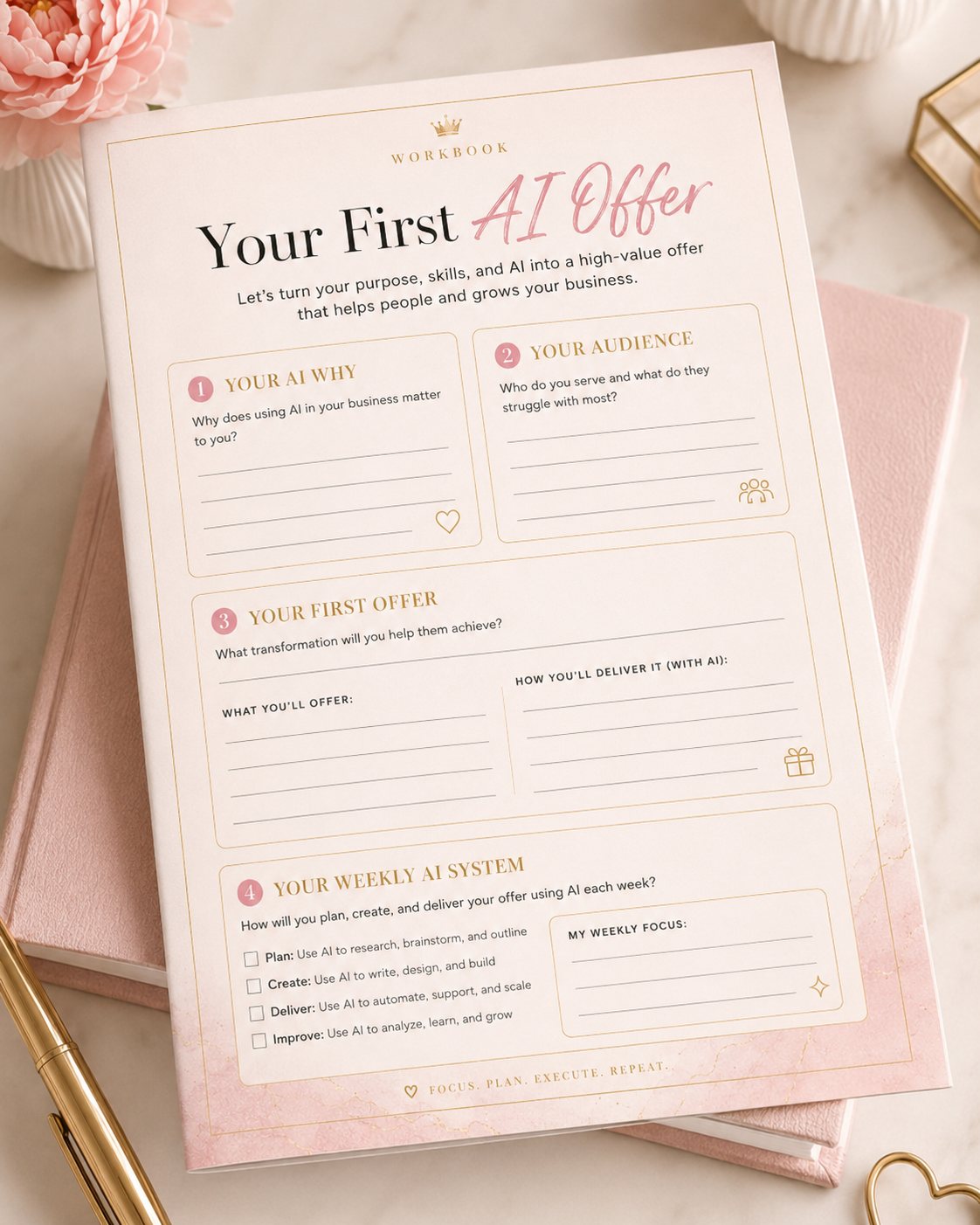 Inside the guide: a fillable workbook page