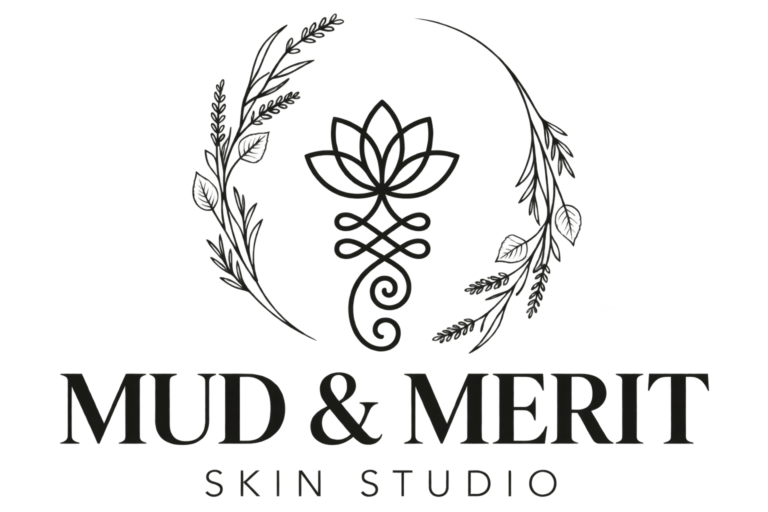 Mud and Merit Skin Studio botanical logo