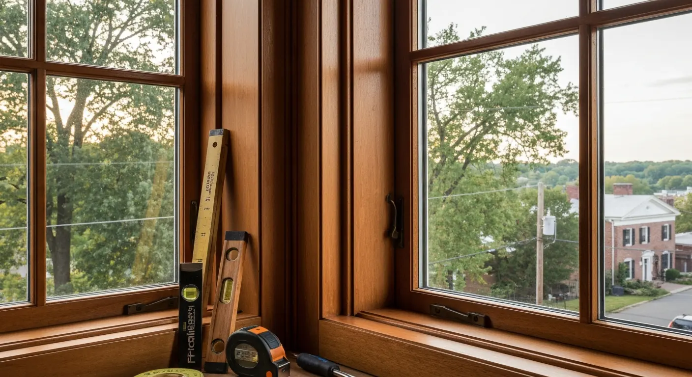 Wood frame window installation