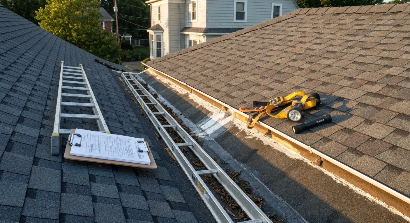 Routine roof maintenance inspection