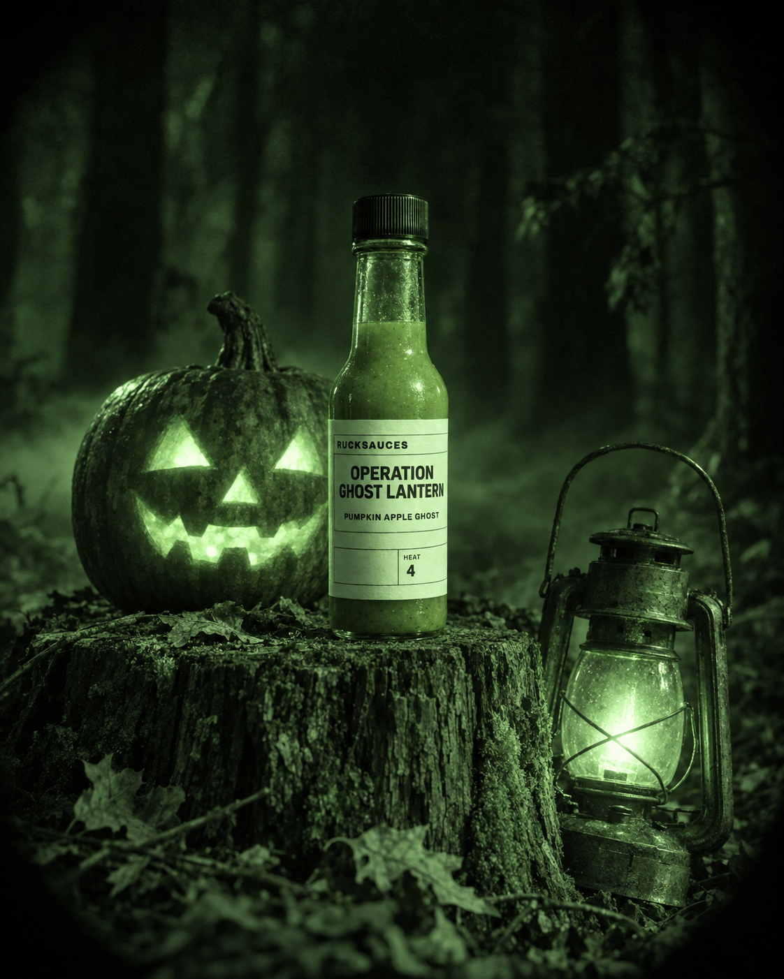 Ghost Lantern night op in the dark forest