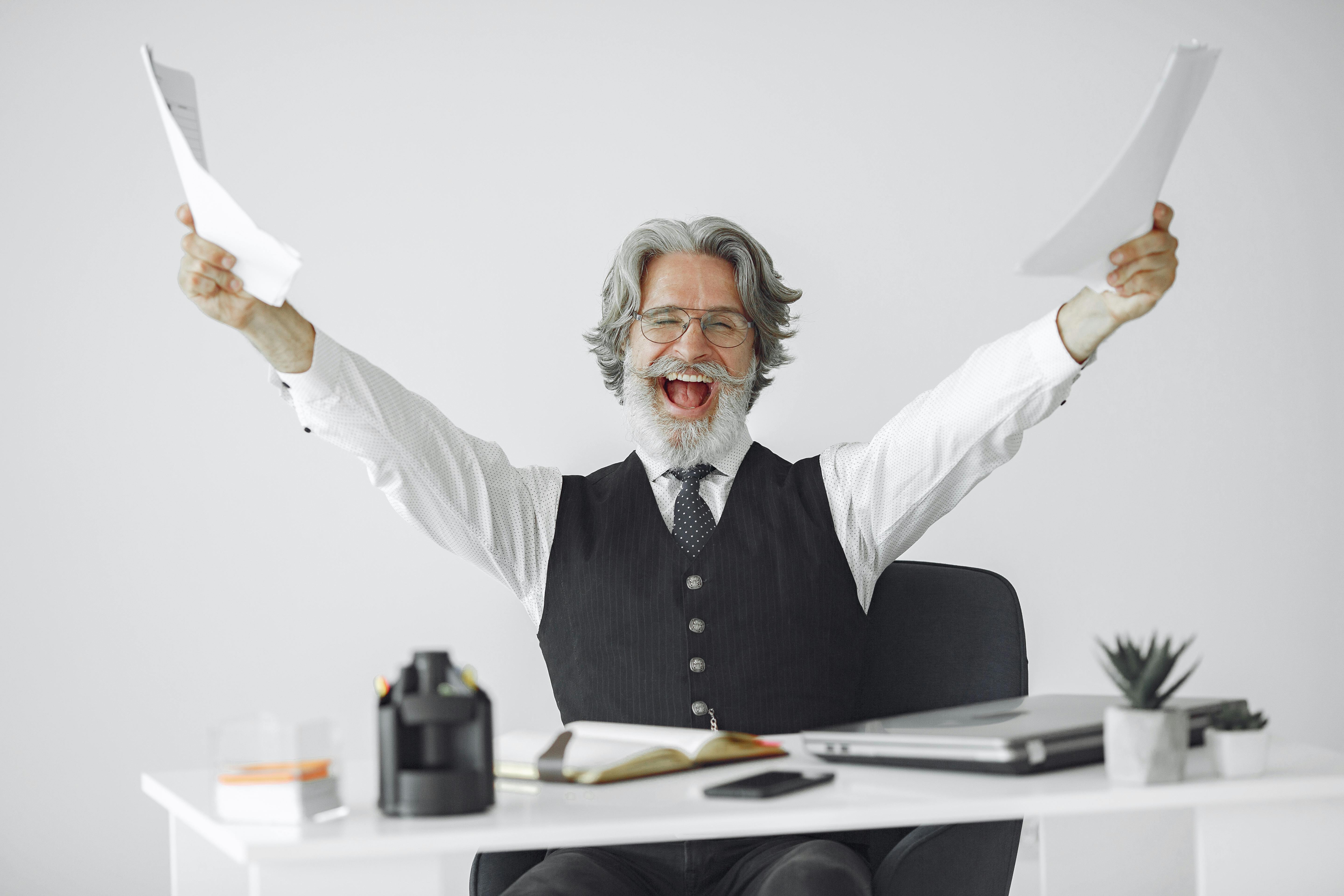 success, learning, aged man