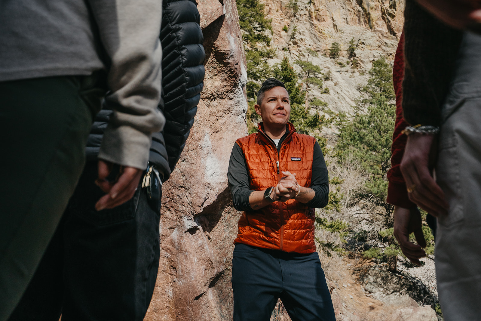 Jade leading a Rebel Roundtable session outdoors