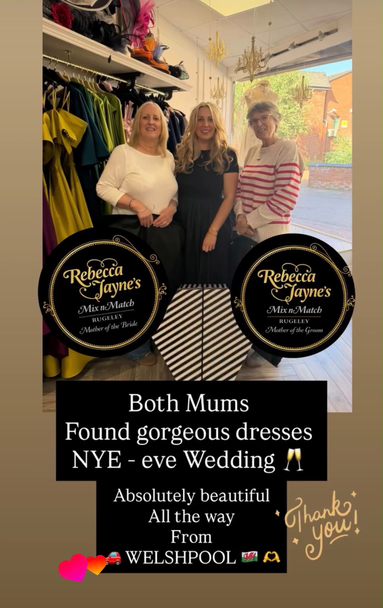 Mother of the bride leaving with her dress