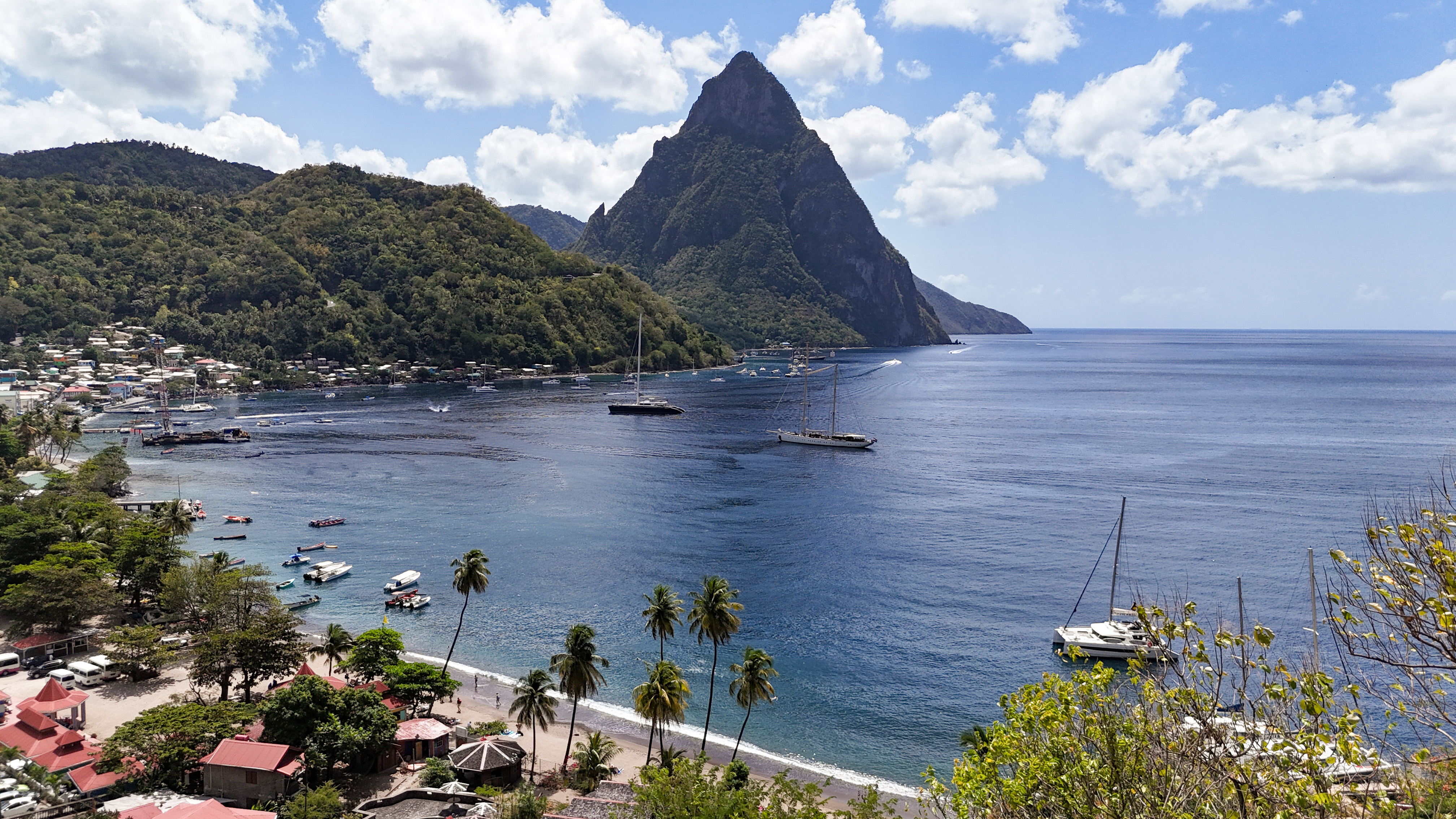 pintons in saint lucia with drone
