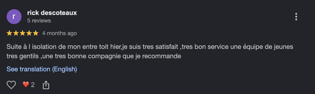 Avis client