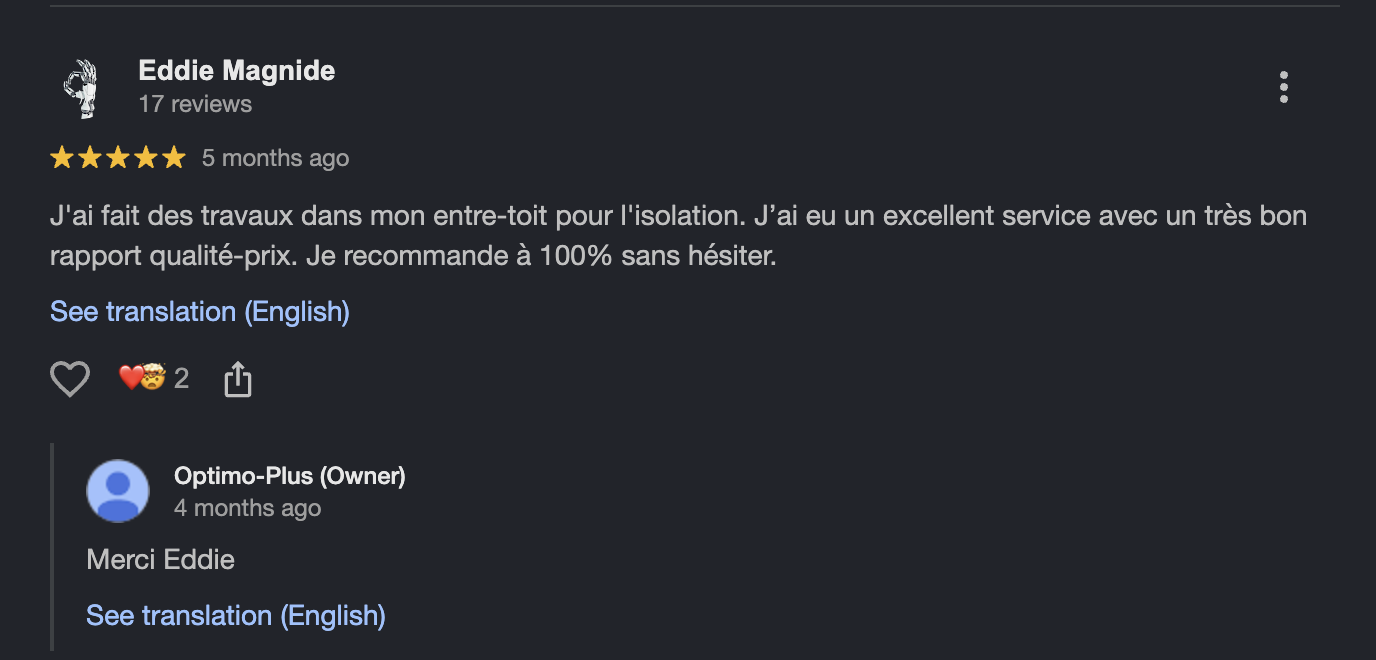 Avis client