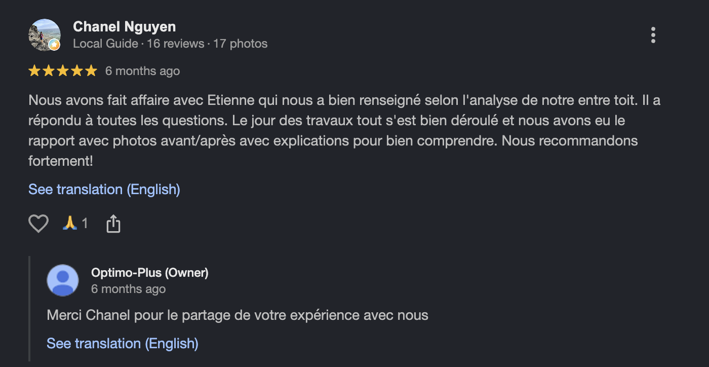 Avis client