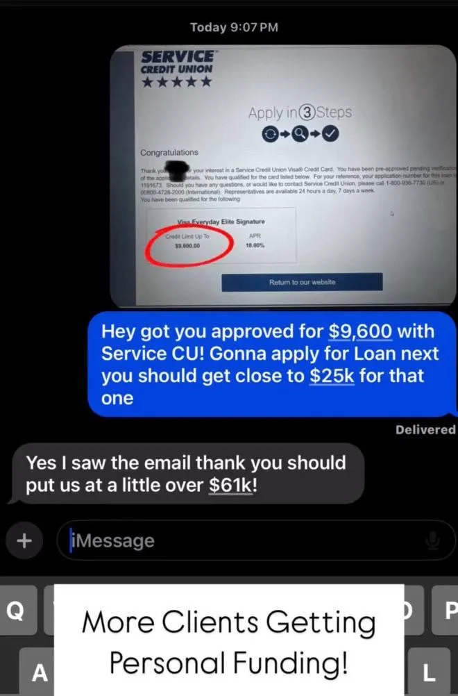 Client prequalified funding proof screenshot