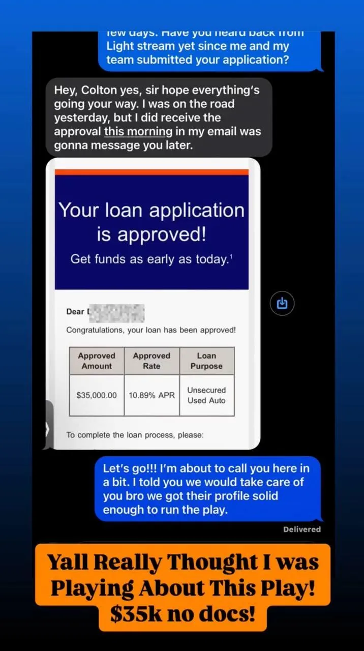Client funding proof screenshot