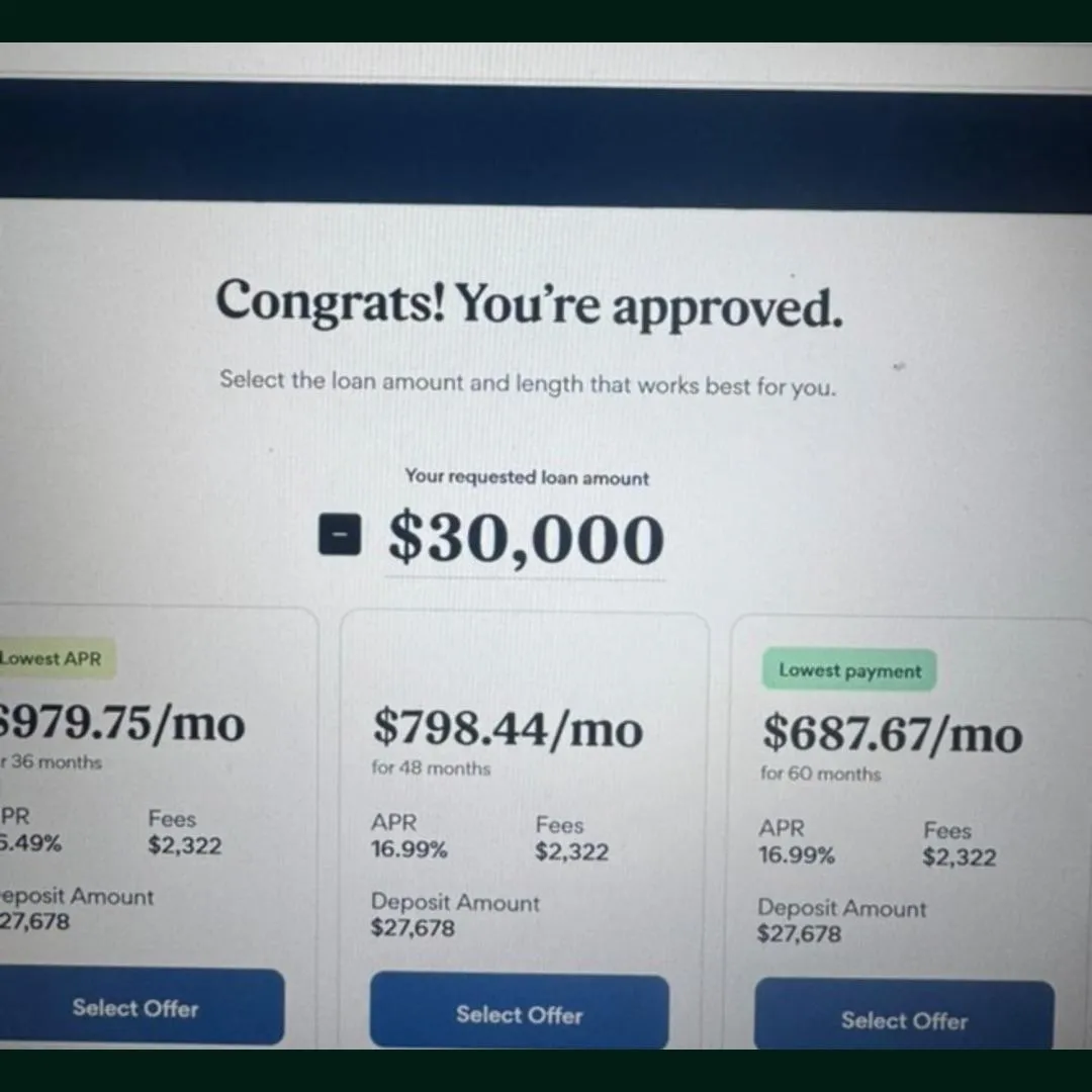 Client approved funding proof screenshot