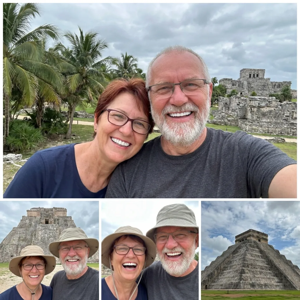 Starsze małżeństwo, wakacje, uśmiechy, pozytywne zdjęcie