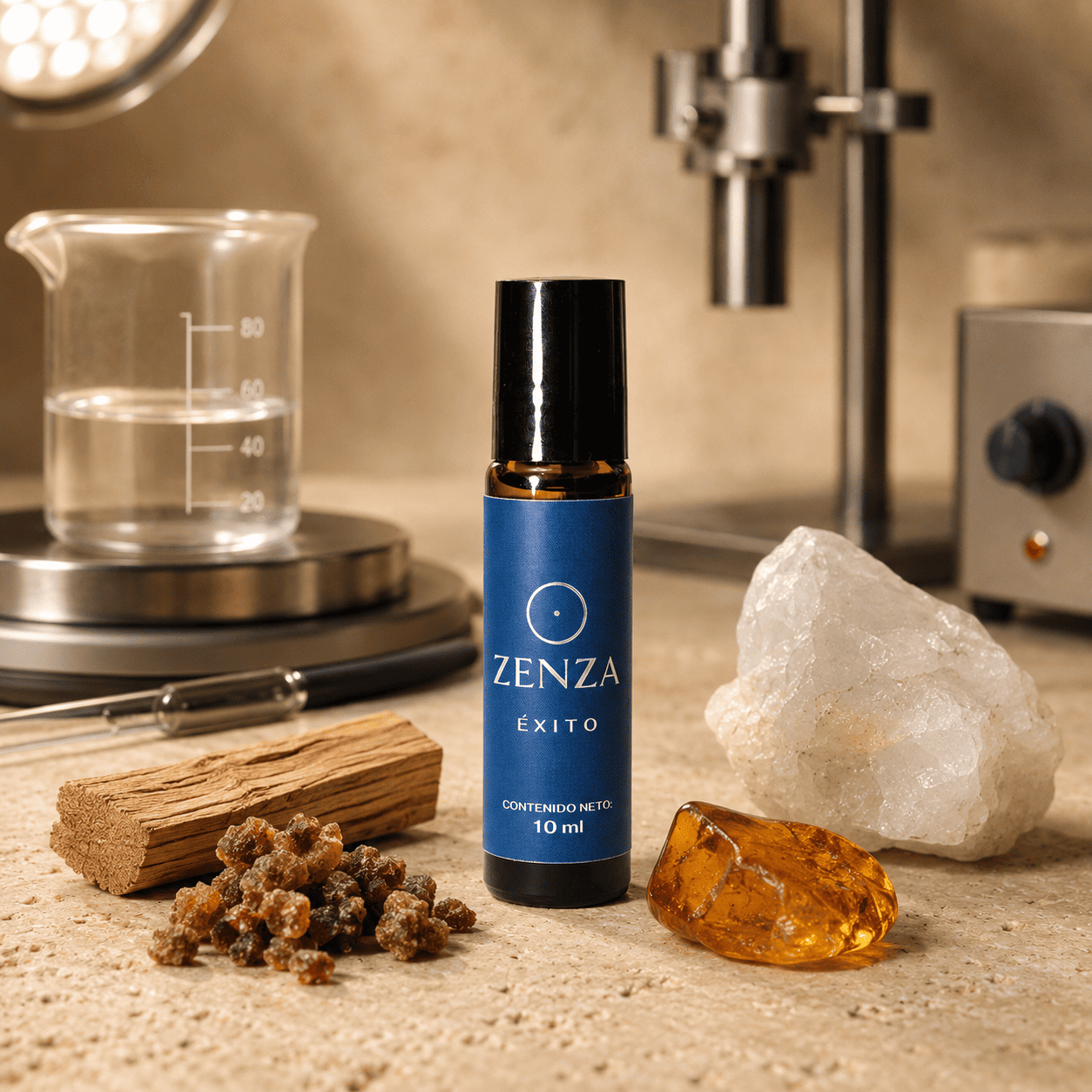Zenza Éxito con mirra, sándalo, ámbar y cuarzo blanco