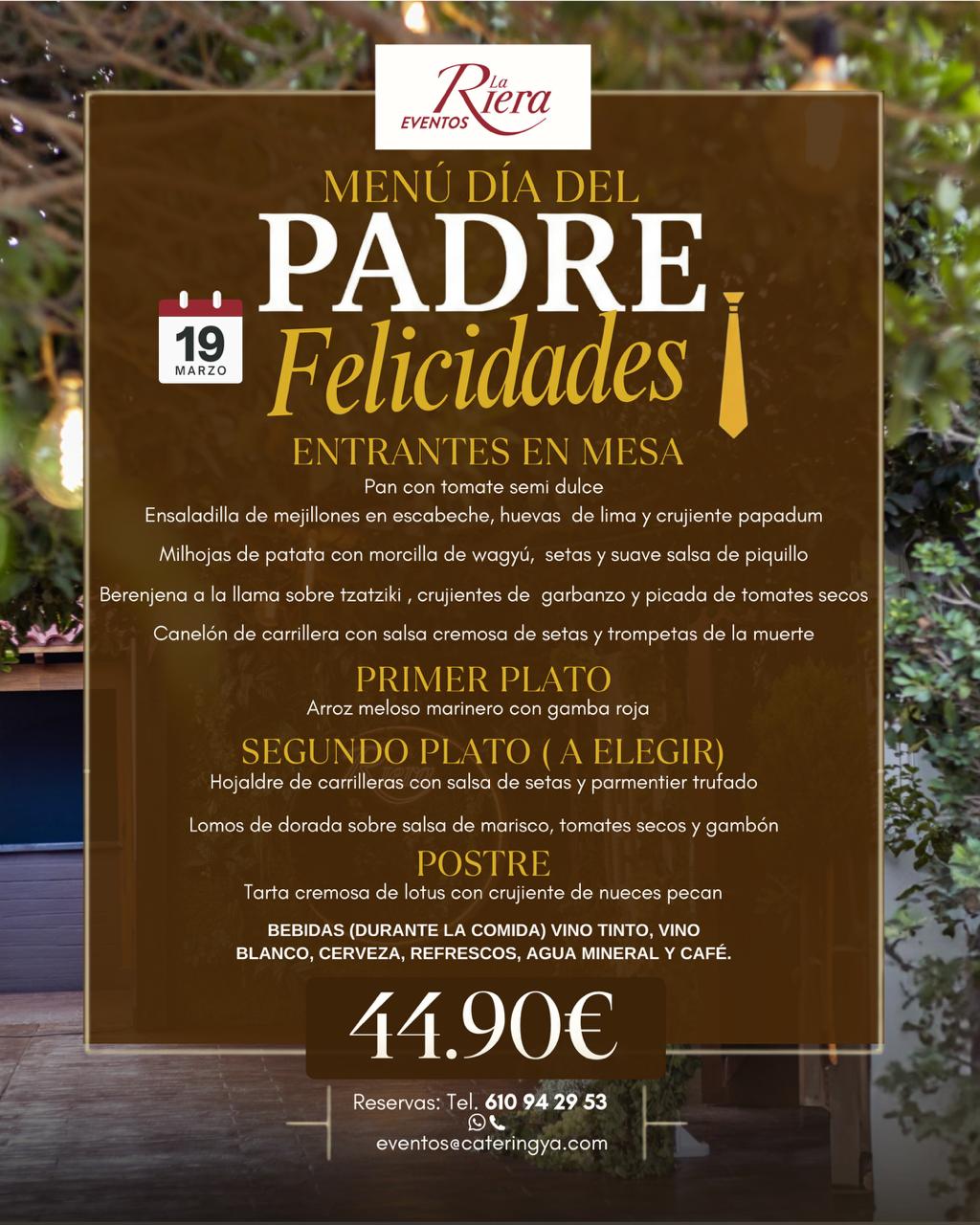 Menú Día del Padre 2026 YA Restaurante