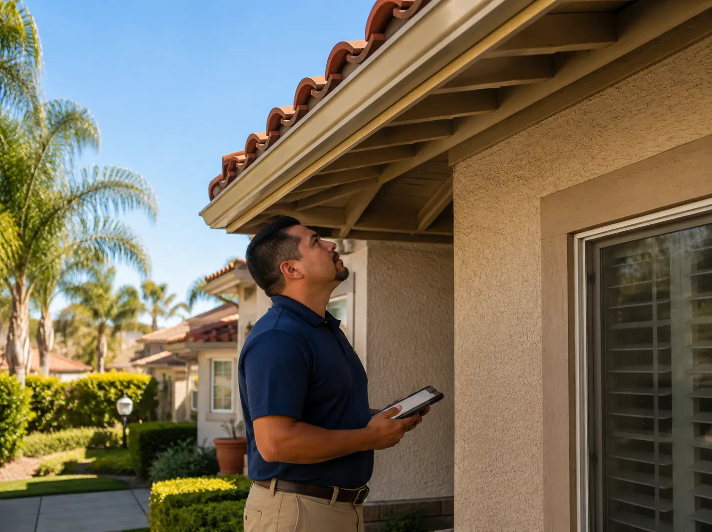 Real estate agent and certified home inspector reviewing an inspection report in Orange County