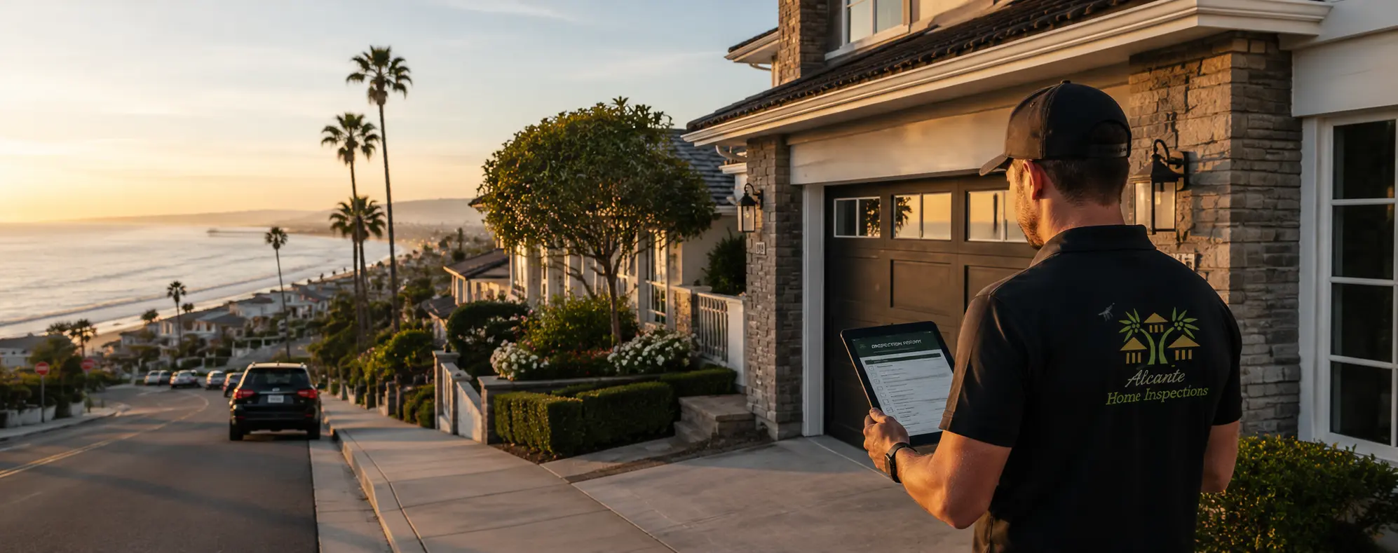 Certified home inspector evaluating luxury coastal Orange County properties during a professional home inspection.