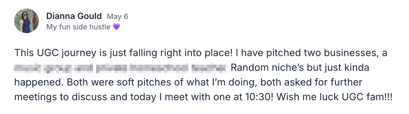 Diana's first testimonial