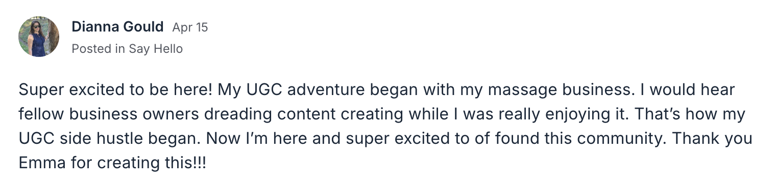 Diana's April 15 testimonial