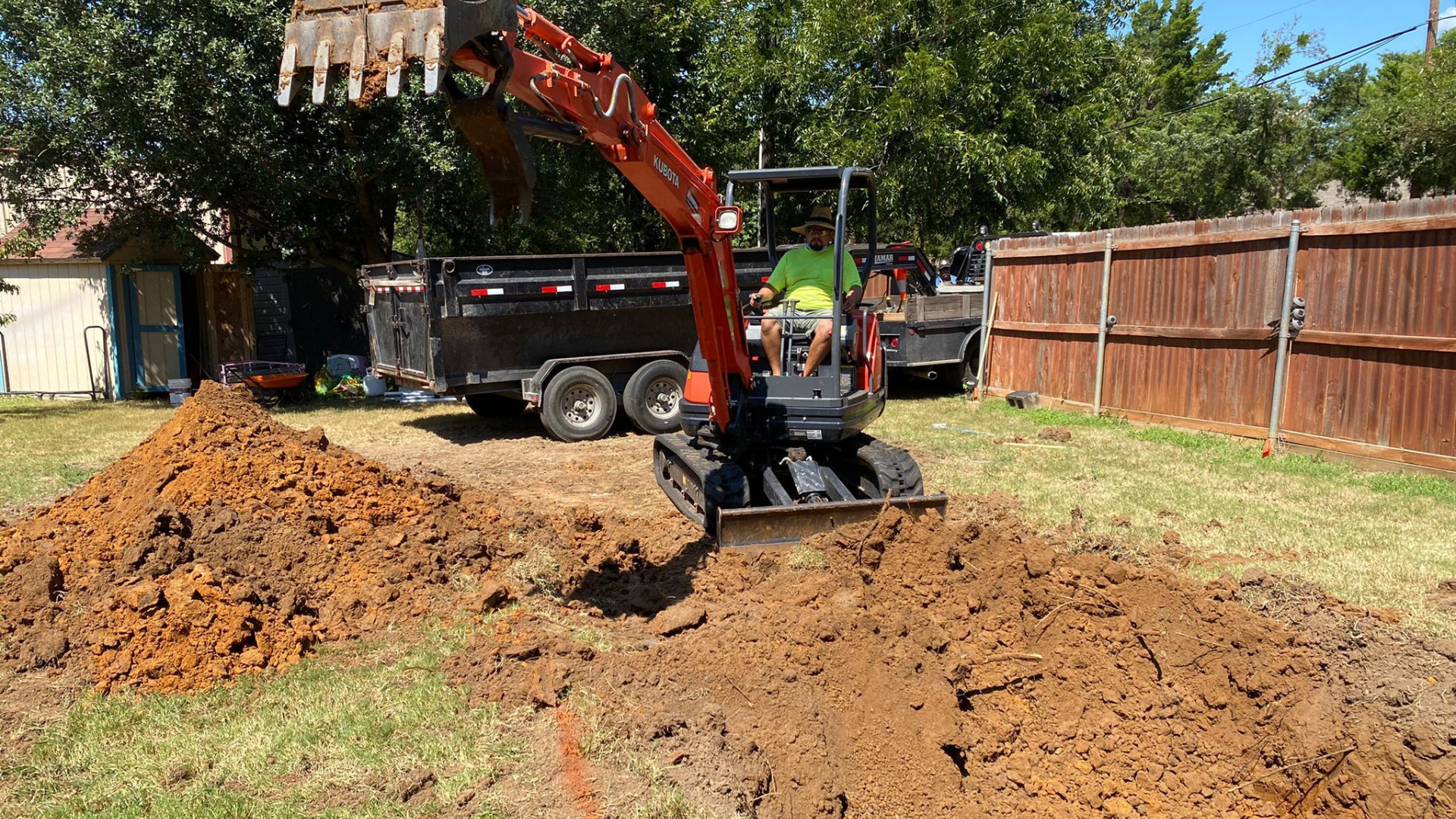 Excavation and setting backyard