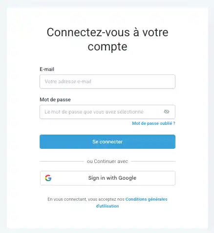 Page de connexion à GoHighLevel avec formulaire d'accès utilisateur