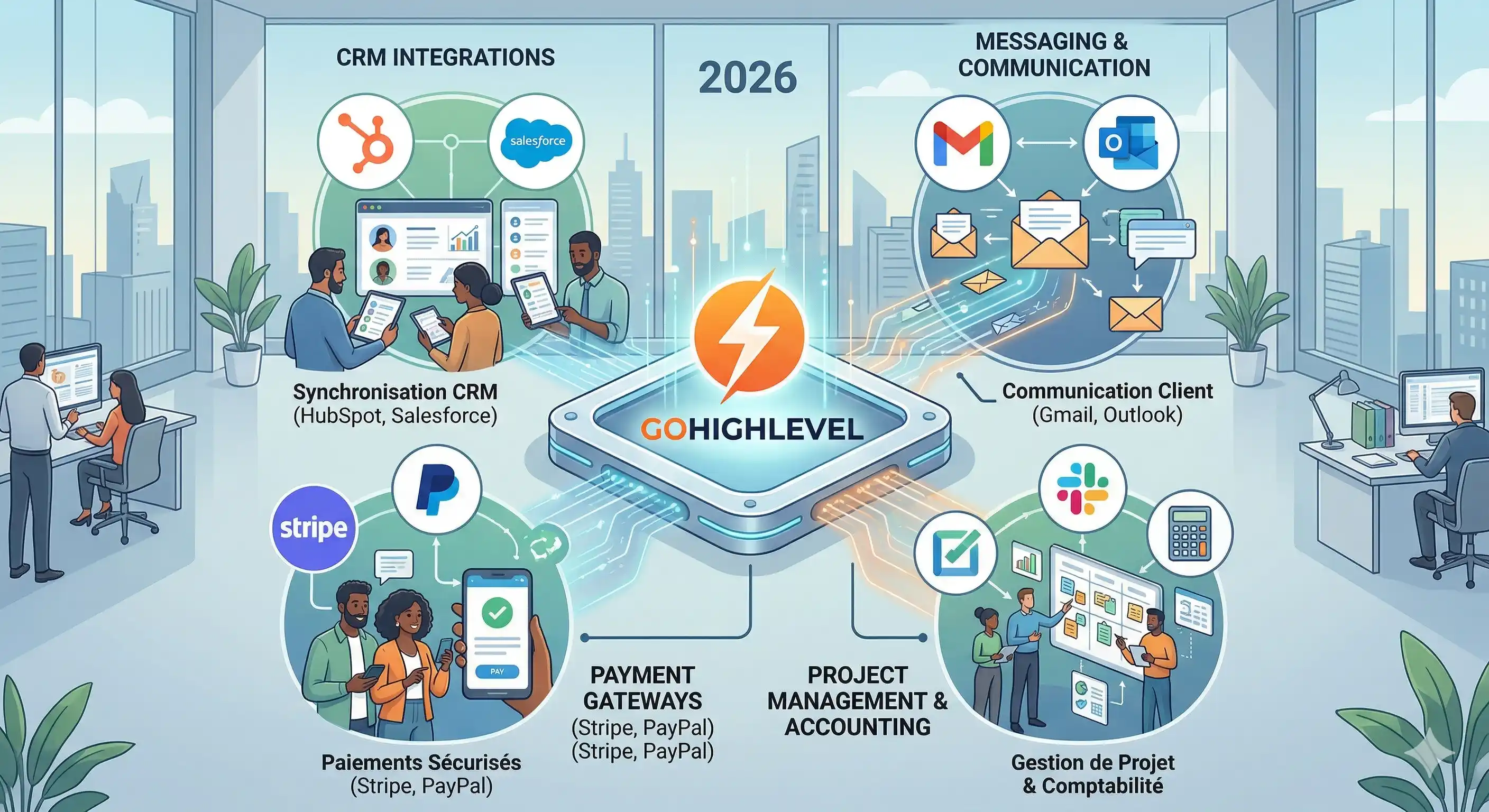 Intégrations et compatibilité de GoHighLevel avec l'écosystème marketing et commercial