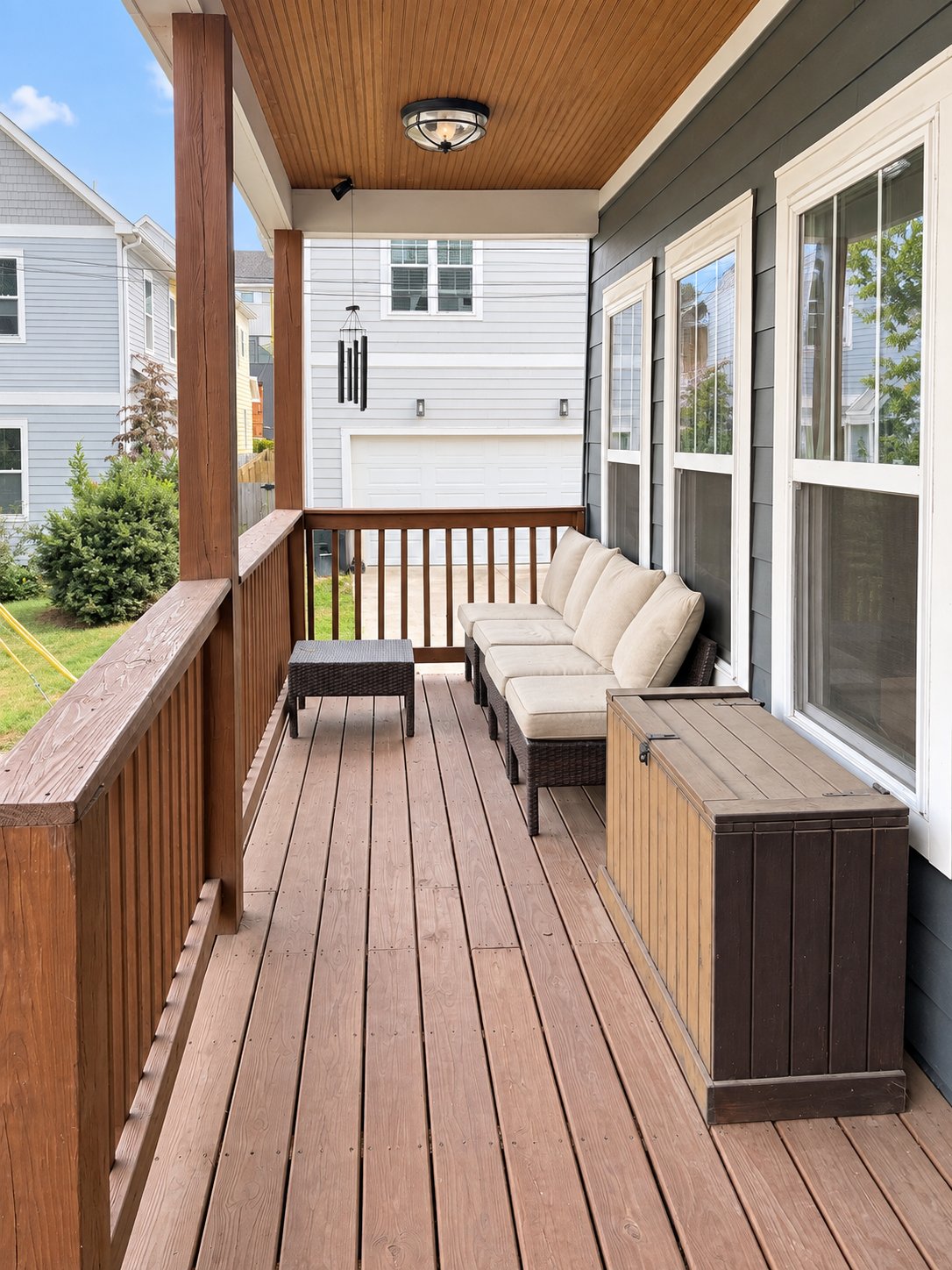 Covered front porch with seating