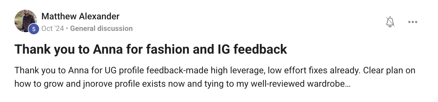 Member testimonial