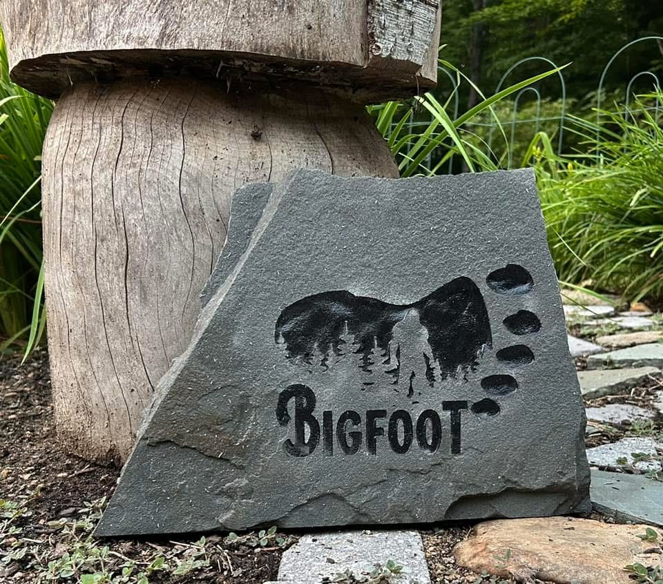 Bigfoot artwork garden stone
