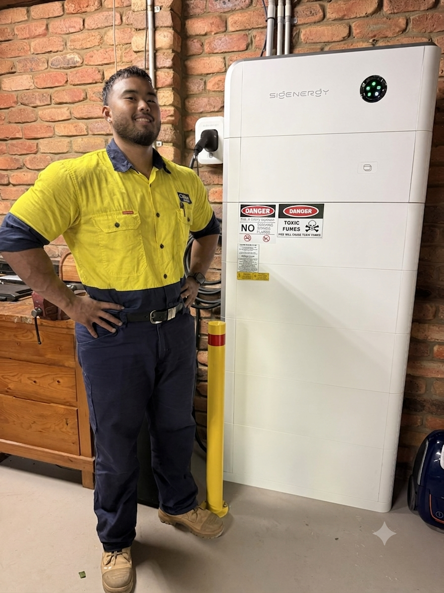 SIG Energy battery installed in a garage