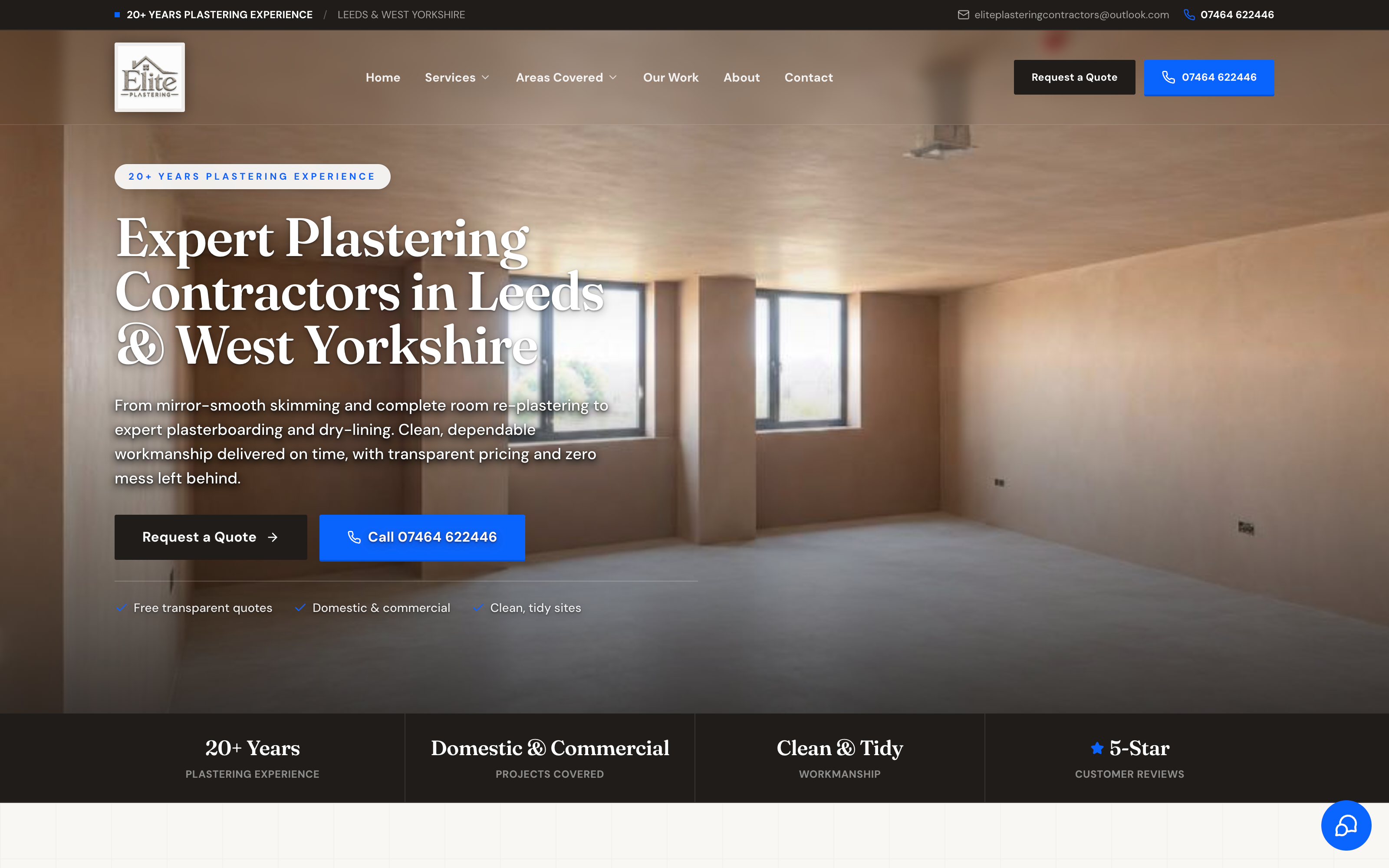 Elite Plastering Contractors website designed by Easy Launch