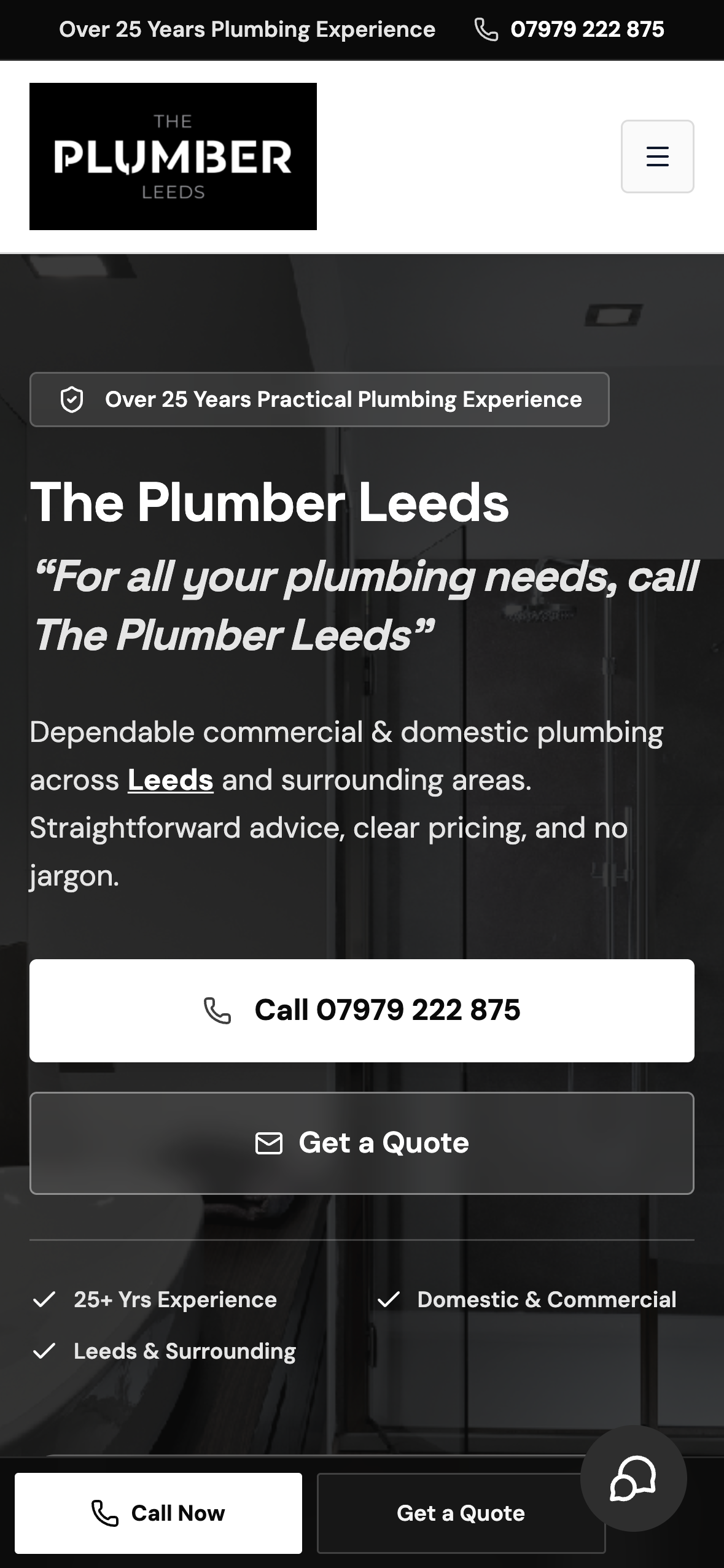 The Plumber Leeds mobile website designed by Easy Launch