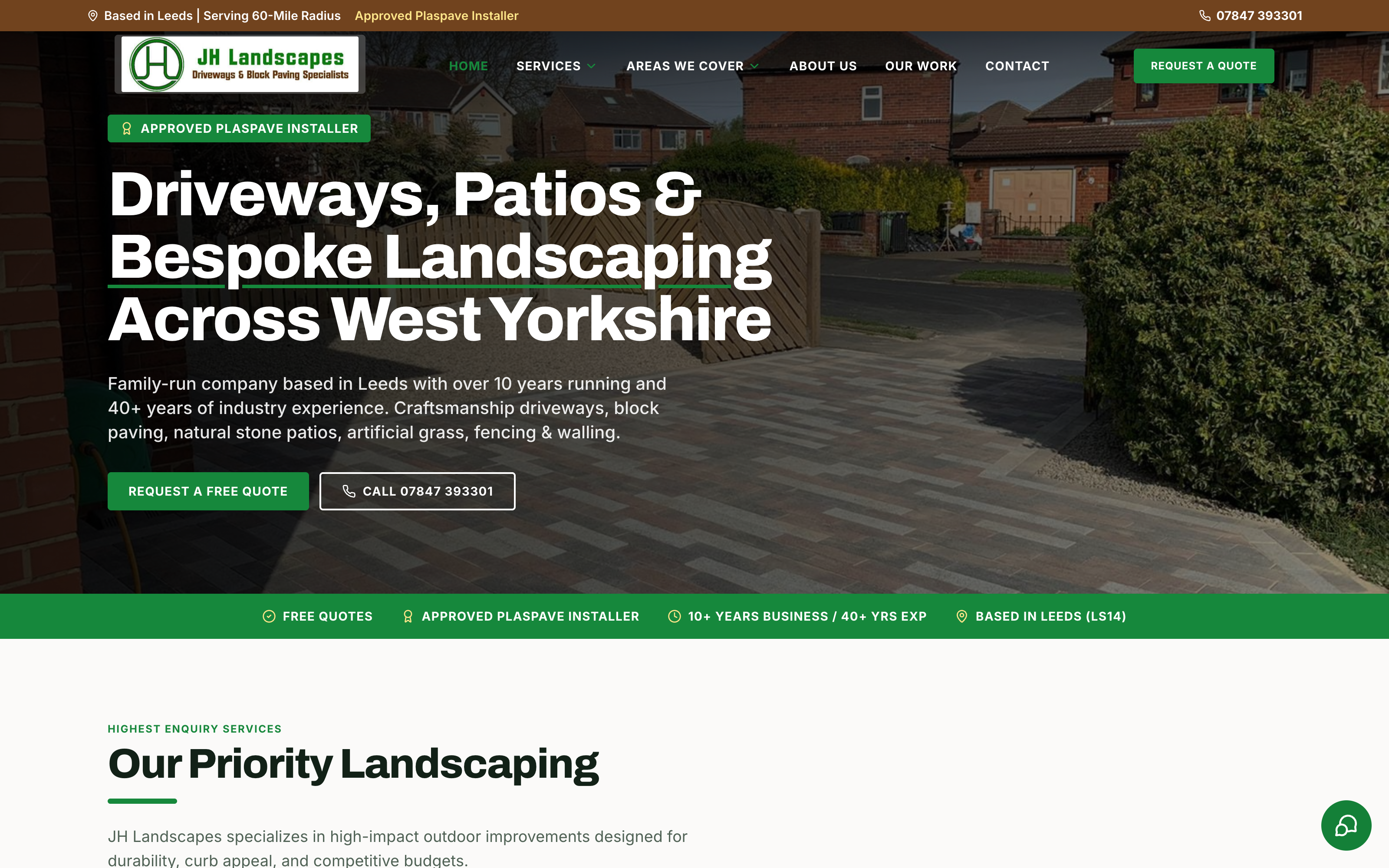 JH Landscapes website designed by Easy Launch