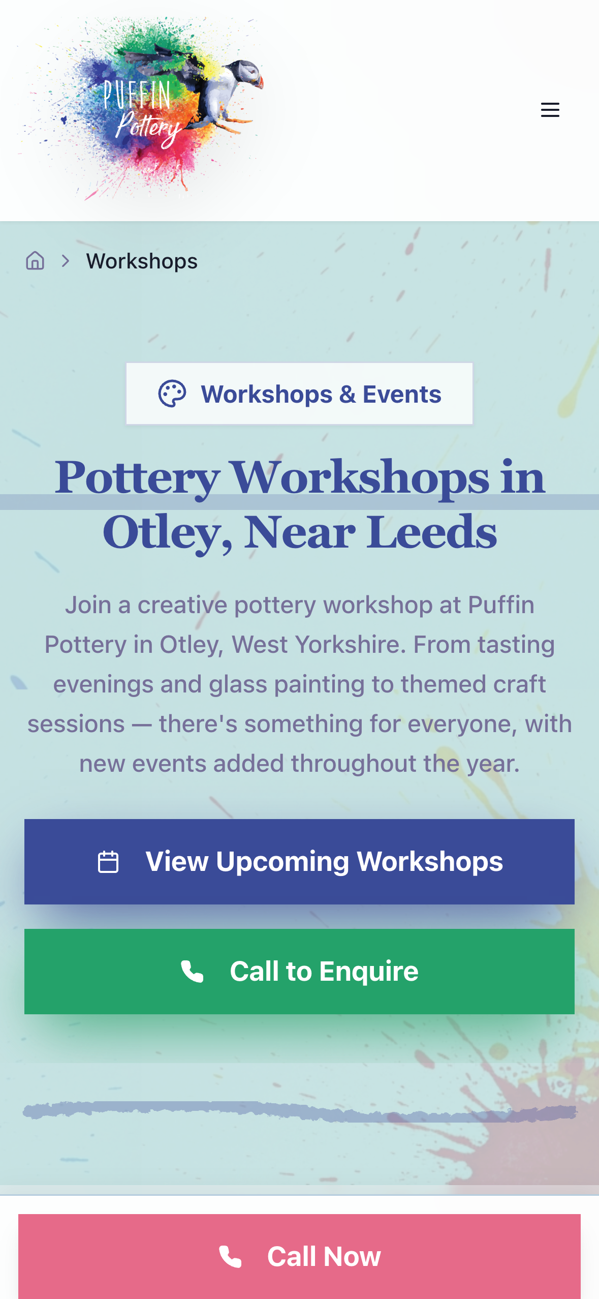 Puffin Pottery mobile website designed by Easy Launch