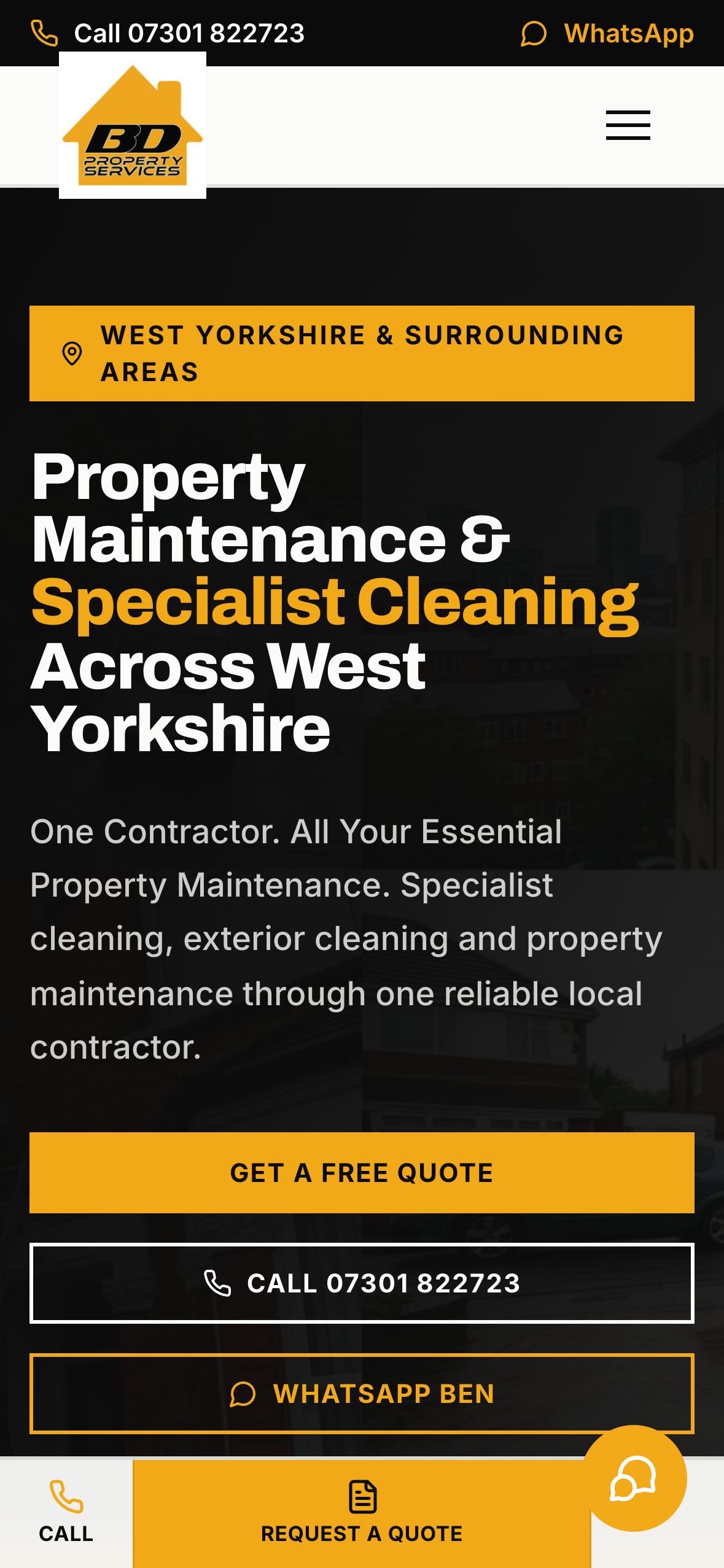 BD Property Services mobile website designed by Easy Launch