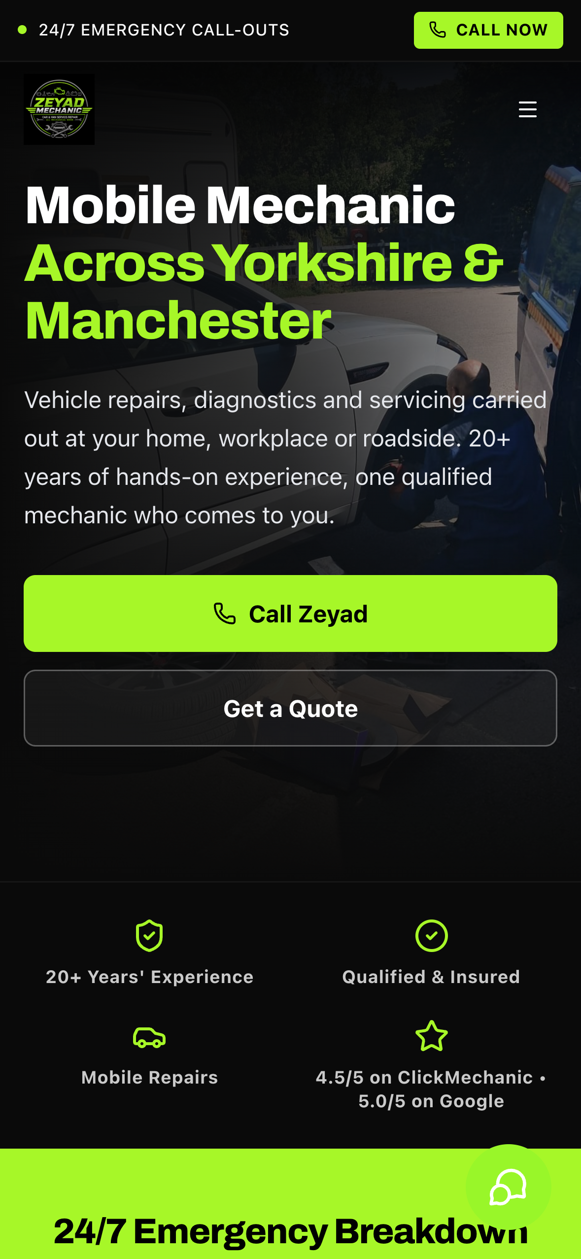 Zeyad Mechanic mobile website designed by Easy Launch