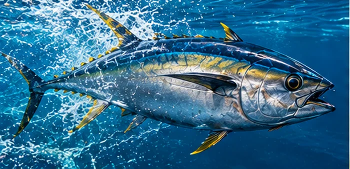 Yellowfin tuna swimming in the Atlantic