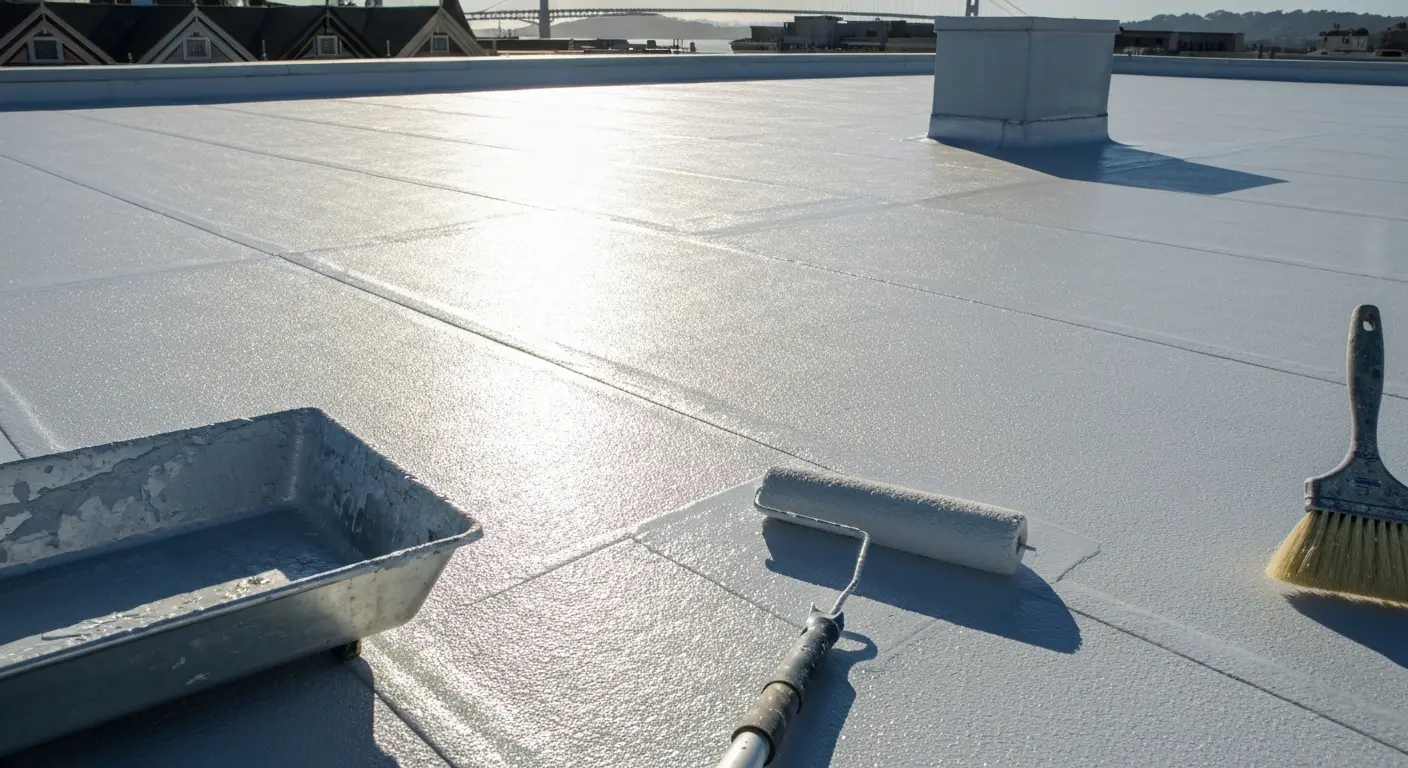 Commercial flat roof coating application