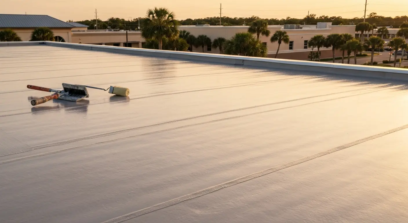 Commercial flat roof coating installation in Bonita Springs