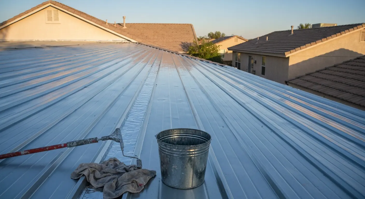 Metal roof coating application