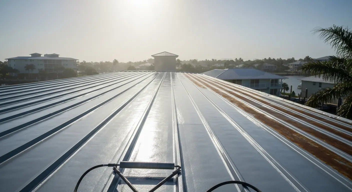 Metal roof coating for corrosion protection