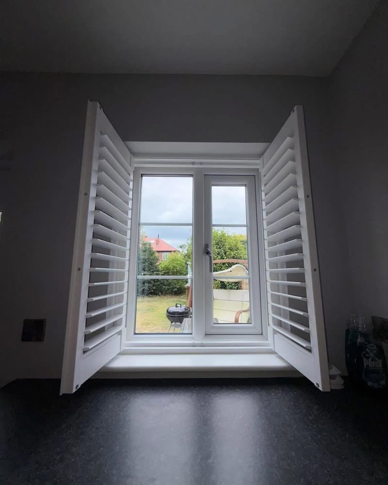 Shutter panels folded fully open