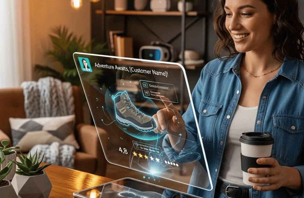 Customer receiving personalized recommendations through AI technology