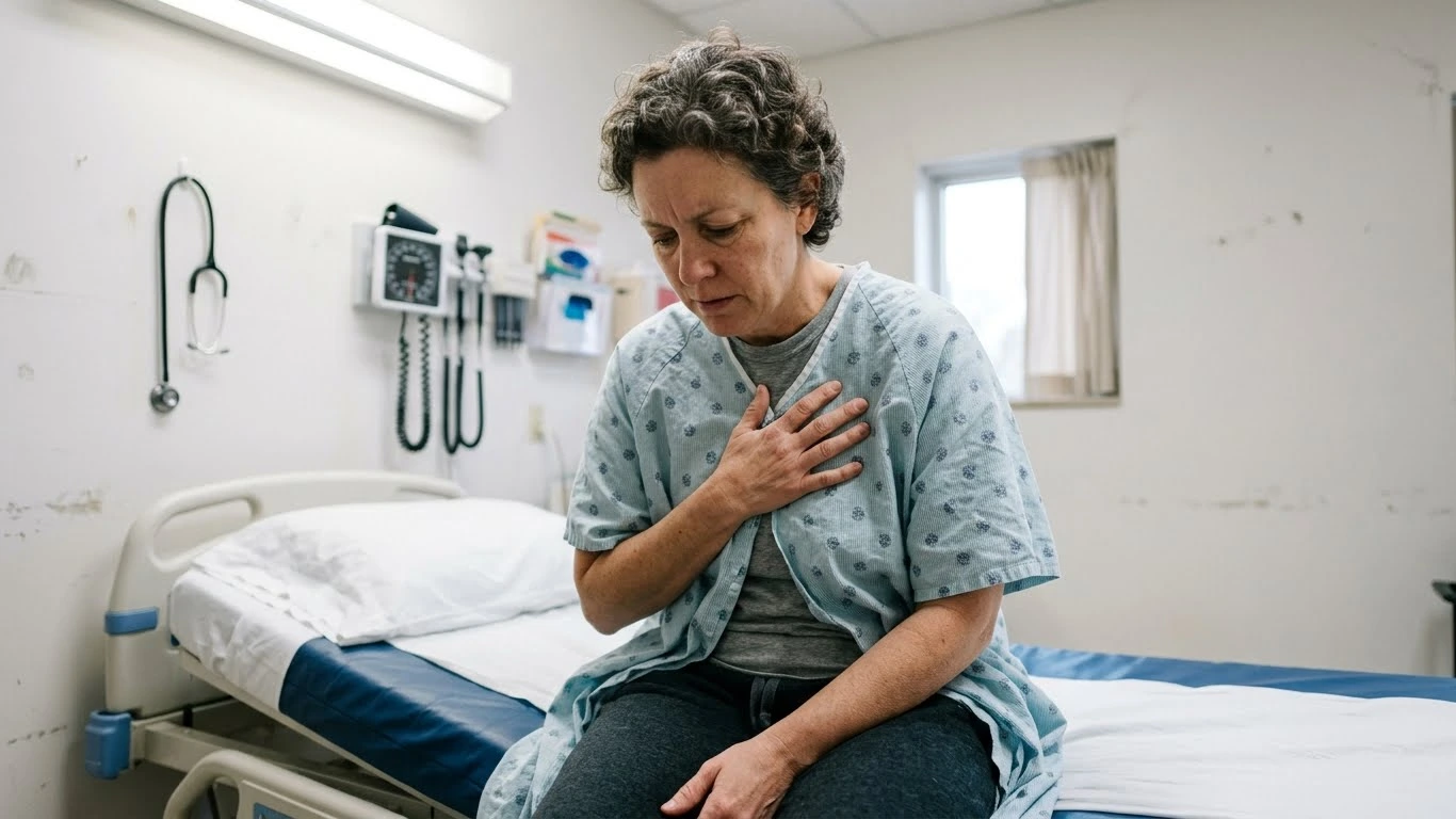 Adult with chest pain showing long-term physical health effects of childhood trauma Adult with chest pain showing long-term physical health effects of childhood trauma